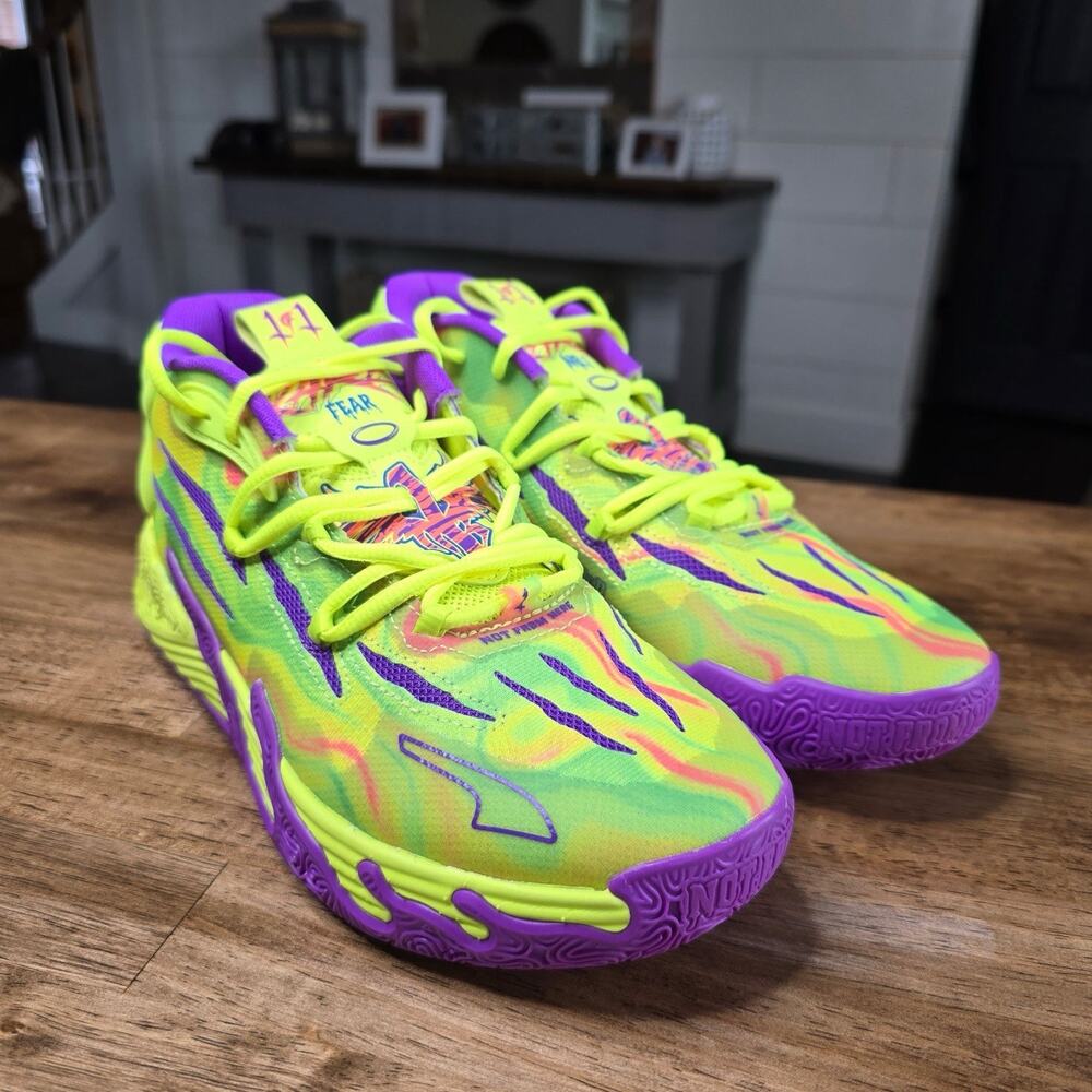 Puma MB.01 LaMelo Ball Basketball Shoes 5.5 Neon‎ Green Purple Slime Excellent